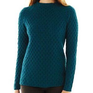 St. John's Bay Royal Teal Funnel Neck Sweater